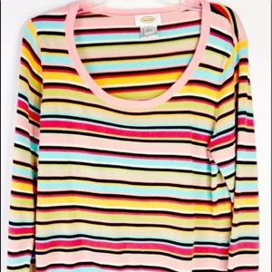 Talbots Lightweight Sweater Rainbow Colorful Striped pullover—layering love!